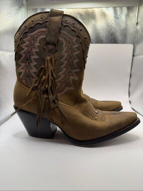 Crush by Durango Vintage brown Bootie Western Boot 8.5 with tassel fringe detail